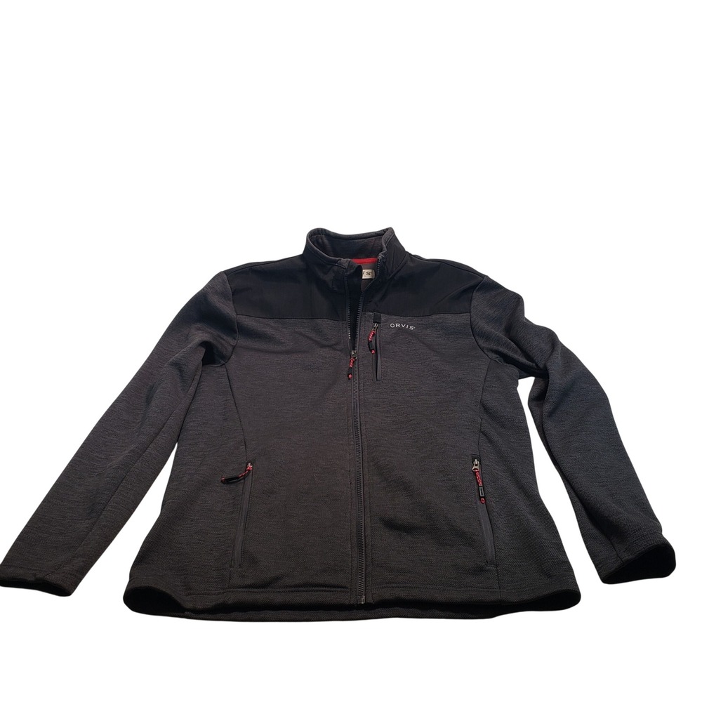 Orvis Classic Collection Full Zip Fleece Jacket Men Medium Gray Textured 1522009
